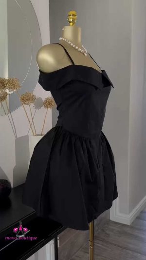 Black flared mini dress